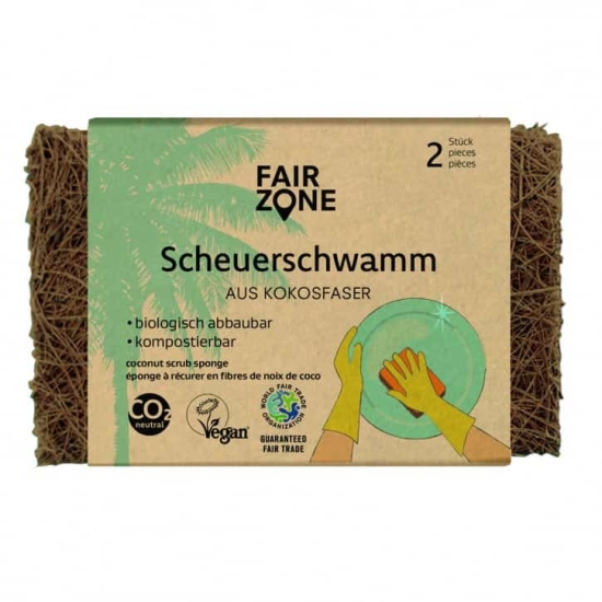 Komposterbar kökssvamp av kokosnötsfiber 2-pack - Fair Zone 1