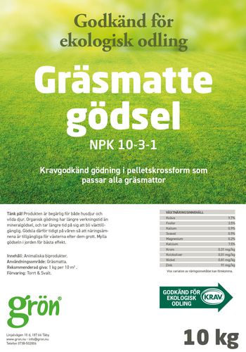 Gräsmattegödsel ekologisk 10 kg i gruppen Landshopping.se / Trädgård hos Landshopping (10142_400513)
