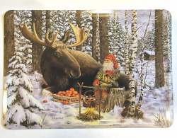 10-pack Julkort i metall av motiv Jan Bergerlind - Tomte med älg