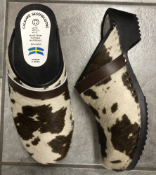 Träskor Cow brun/vit